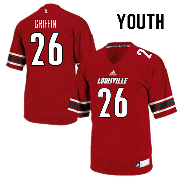Youth #26 M.J. Griffin Louisville Cardinals College Football Jerseys Sale-Red - Click Image to Close